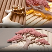 Décoration murale moderne 3D en résine en relief de paysage cerf et arbre pour salon, fond de canapé, luxe