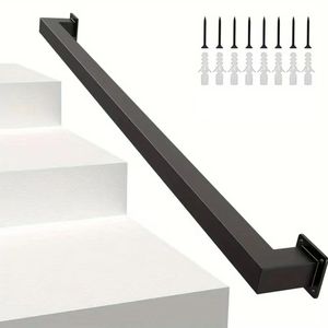 Modern Minimalist Iron Handrail Matte Black Non Slip Wall Mounted Stair Railing Kit Inclined <b>Ladder</b> Wide <b>Frame</b> - Product Image 4
