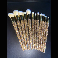 Juego de brochas de maquillaje de alta calidad, juego de 12 brochas de maquillaje de diamantes de imitación, de marca profesional
