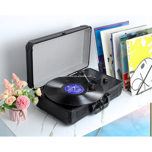 Housse anti-poussière pour haut-parleurs intégrés, lecteur de disques vinyles rétro multimédia USB TF AUX 3 vitesses avec télécommande - Product Image 5