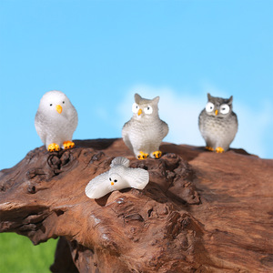 <b>Small</b> Owl Resin <b>Ornament</b> Animal Shape Painted Handmade Garden Decor Freestanding Miniature Landscape Decoration - Product Image 3
