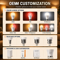 Lampu LED Merah 3 Mode Warna 100~240V, Basis E14/E26/E27/B22, 5W/7W/9W, A19, Pencahayaan Interior Dekoratif, Bersertifikasi RoHS, Garansi 2 Tahun