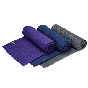Designer hot yoga towel no silicon dot with mat non-slip high quality microfiber grips yoga mat towel