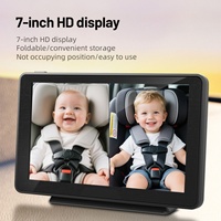 Moniteur de recul pour bébé à double canal LCD 7 pouces avec vision nocturne infrarouge, USB et Android Auto pour la sécurité des jeunes enfants dans les véhicules