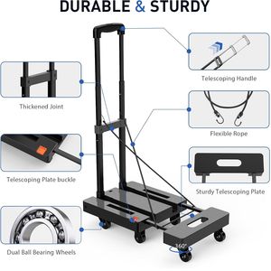 Mini-remorque pliable à 6 roues personnalisable Hand Truck Chariot de transport portable avec support OEM - Product Image 4