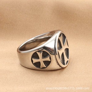 Men's Titanium Steel <b>Cross</b> <b>Ring</b> Retro <b>Silver</b> Fashion Punk Style Jewelry Gift - Product Image 3