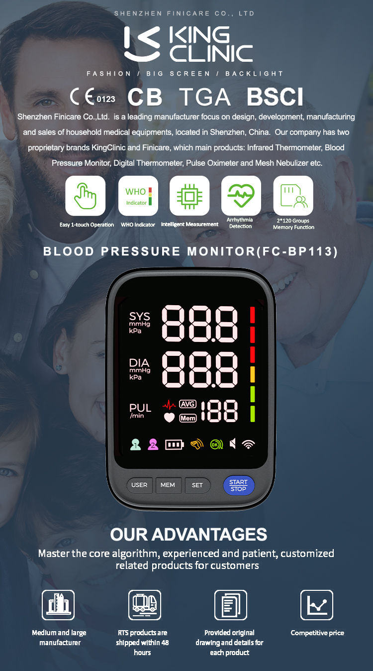 Electric Arm Blood Pressure Monitor Quick Testing Leds