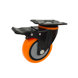1,5-5 Zoll PVC-Lenkrollen mit Verschleißfestem Lager, PP Orange, für Wagen, Trolleys, Werkzeuge, Schwenkbar mit Bremse, Schraubmontage, OEM - Product Image 5