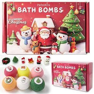 Persidra - Set de Regalo de 6 Bombas de Baño Navideñas Esféricas con Juguetes en el Interior - Product Image 1