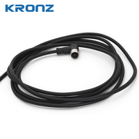 Connecteur femelle M12 blindé KRONZ à 4 broches, 5 m, pré-moulé en PVC, fiche aviation angulaire, assemblage de câble, connecteurs de capteur IP67