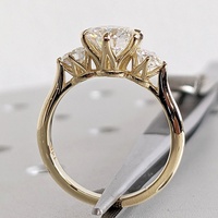 Bague de fiançailles en or massif 14K/18K avec trois pierres en diamant de laboratoire cultivé, taille ronde 1 carat, monture personnalisée, certifiée IGI CVD/HPHT