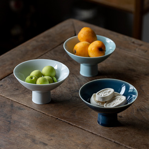 Chinese Style <b>Ceramic</b> High-Footed <b>Plate</b> Round With Stand For Tea Ceremony Dessert Fruit Serving Dehua Origin - Product Image 1