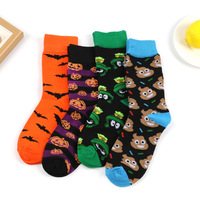 Chaussettes fantaisie à thème Halloween, motif citrouille, diable et chauve-souris ; Chaussettes mi-mollet à motifs de dessins animés ; Chaussettes en coton fantaisie de style européen et américain