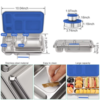 Boîte à lunch Aohea Snack Sidekick Bento Box à 5 compartiments en acier inoxydable avec couvercle en silicone pour enfants