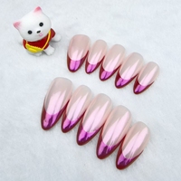 Uñas artificiales hechas a mano puras pintadas a mano Rosa francés de alta calidad y reutilizables