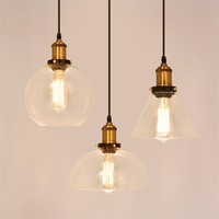 Nordique Rétro Simple Transparent Verre Pendentif Lumière Creative Élégant Commercial Workwear pour Restaurant Bar Café-Tailles Moyennes