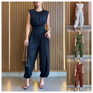 Summer Sleeveless Women's High Waisted <strong>Jumpsuits</strong> Solid Tummy Control <strong>Jumpsuit</strong> Loose Women's Casual <strong>Harem</strong> <strong>Jumpsuit</strong> - Product Image 1