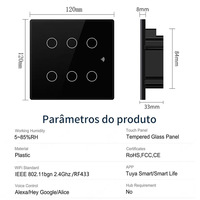 Interruptor de Pared Inteligente Estándar Brasileño 2026, Versión Zigbee WiFi, Opción 124*118mm, Panel de Interruptor Inteligente para Brasil