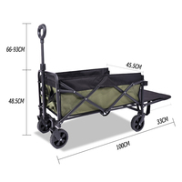 Chariot de jardin pliable d'extérieur 2026 avec frein et roues – Chariot de camping pliant et poussette