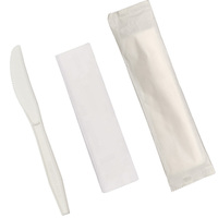 Ensemble de couverts modernes biodégradables en CPLA écologiques avec serviette et sel et poivre pour emballage de boîte à lunch de mariage