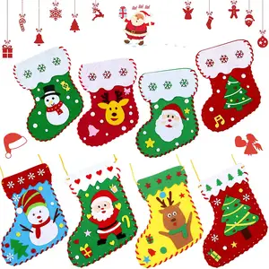 在庫のあるクリスマスデコレーションプレカットフェルトストッキングシェイプアート & クラフトセット子供のための創造性手作りDIYソーイングクラフトキット