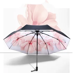 Automatische Vouwen Bloem Paraplu Regen Vrouwen Bloemenprint Zonnige En Regenachtige Paraplu Parasol