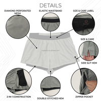 Shorts de sport d'été en polyester pour hommes, double couche, personnalisés par sublimation, multi-poches, pour la course et la gym