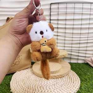 Porte-clés mignon en peluche Otter de mer avec mousqueton - Jouet en coton doux en forme de poisson avec lumière intégrée pour sacs - Product Image 3