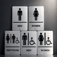 Segnaletica Tattile per Bagni in Alluminio Spazzolato Conforme ADA Grado 2, Segnali Braille per Uffici, Hotel e Bagni Pubblici