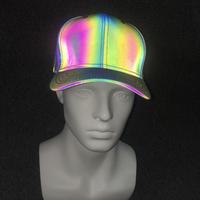 Casquette de baseball lumineuse en PVC coloré pour le commerce transfrontalier, style hip-hop européen et américain, unisexe, avec visière arc-en-ciel lumineuse