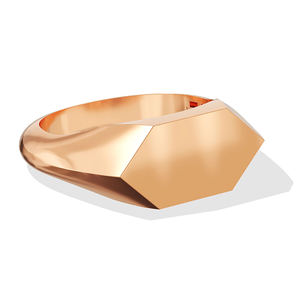 Gemcel di alta qualità prezzo all'ingrosso personalizzato 18K placcato in oro unico anello esagonale incidibile - Product Image 4