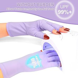 Gants de protection UV UPF50+ pour <span class=keywords><strong>les</strong></span> <span class=keywords><strong>ongles</strong></span>, sans doigts, anti-soleil, noirs, demi-doigts, respirants, réutilisables, en polyester, pour lampe à <span class=keywords><strong>ongles</strong></span>, manucure - Product Image 6