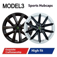 Naibaior - Juego de 4 Cubiertas para Ruedas de Tesla Model 3 y Model S de 18 Pulgadas, Diseño de Telaraña de Plástico, Decoración y Protección para Modificación/Actualización