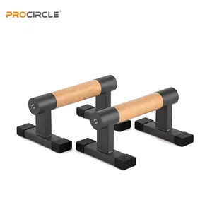 Steel Wooden Push Up Stand Dip Bar Parallette Bars Muscle Strength Exercise