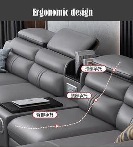 Muebles de Sala de Estar Modernos Europeos, Sofá Seccional de <span class=keywords><strong>Esquina</strong></span> de Cuero Genuino con Luces LED - Product Image 5