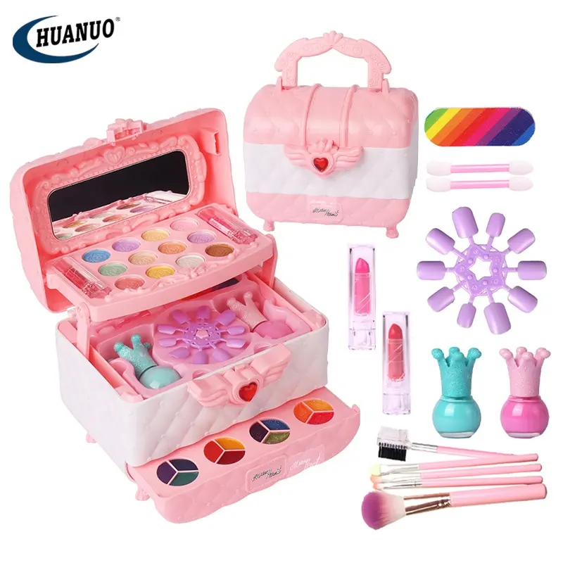 Klaar Om Meisjes Schoonheid Make-Up Nagellak Cosmetische Kit Andere Doen Alsof Spelen Geschenken Speelgoed Make-Up Doos Voor Kinderen Prinses