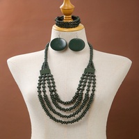 Ensemble de bijoux en perles de bois style bohème, collier et boucles d'oreilles multicouches pour femmes, accessoires vestimentaires, vente en gros