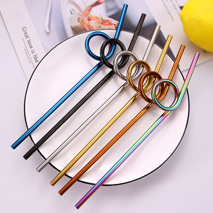 Pailles <span class=keywords><strong>color</strong></span>ées réutilisables, en métal, pour décorer une fête, avec brosse, réutilisables, fantaisie - Product Image 1