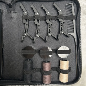 Outils d'extension de cheveux noirs mats en gros, kit de pinces à extension de cheveux en acier inoxydable durable avec fil, clips et <span class=keywords><strong>perles</strong></span> - Product Image 5