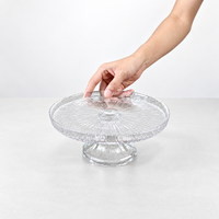 Assiette de service en verre texturé transparent de 21 cm, bord surélevé, pour desserts, gâteaux et fruits, idéale pour hôtels et restaurants - Vente en gros usine