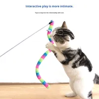 Baguettes teaser de chat écologiques avec plumes et cloches-Jouet de jeu interactif pour chats