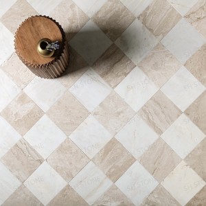 SH đá màu be và trắng đá cẩm thạch checkerboard tàu điện ngầm gạch lát sàn trong nhà phổ biến tùy chỉnh đánh bóng biệt thự nhà bếp phòng tắm tường gạch - Product Image 4