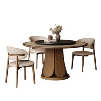Fuchuang Song Massivholz Runder Esstisch Stuhl-Set mit Drehplatte Moderner Umweltfreundlicher 4-Sitzer Esstisch für Zuhause