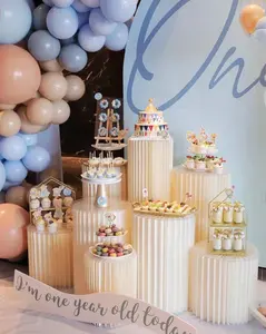 可折叠婚礼摆件装饰白色基座蛋糕甜点圆筒展示台支架生日婚礼派对