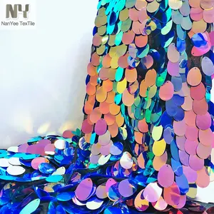 Nanyee Dệt Hạt Bí Ngô Thêm Đồng Lớn Óng Ánh Sequin Vải Đối Với Hiển Thị