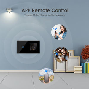 Bingoelec EU標準接地WIFI Tuya 1ギャングガラスパネル壁スマートタッチライトスイッチと壁電源ソケットタイプF - Product Image 6