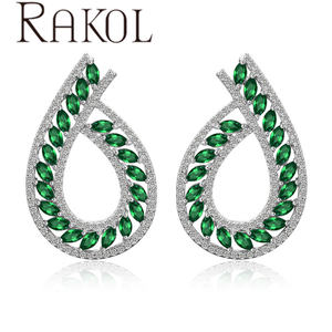 Rakol EP631ต่างหูผู้หญิงเกาหลีลูกบาศก์ Zirconia เครื่องประดับเงิน - Product Image 3