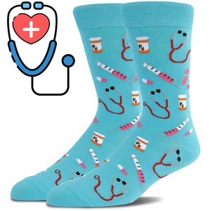 Chaussettes habillées amusantes pour hommes Anime Crew Chaussettes en coton tricoté avec motifs d'infirmière et de <span class=keywords><strong>docteur</strong></span> - Product Image 1
