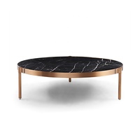 Nouvelle table basse de salon haut de gamme avec plateau en marbre et structure en acier inoxydable, ensemble de tables basses rondes pour la maison