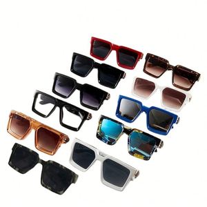 Vente flash - Lunettes de soleil personnalisées avec logo, verres plats dégradés, pour hommes et femmes, UV400, lunettes de soleil carrées surdimensionnées, 2021 - Product Image 4